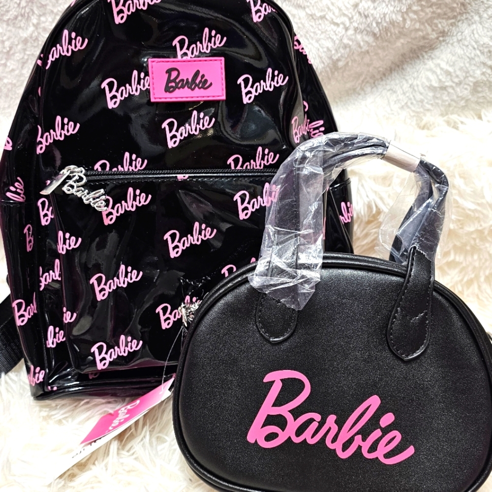 Barbie Patent Leather Mini Backpack & Matching Barbie Handbag Y2k Chic